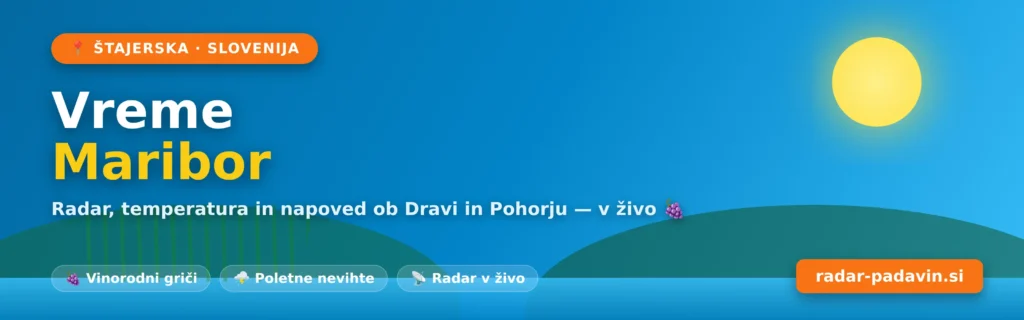 Vreme Maribor – radar in vremenska napoved ob Dravi in Pohorju