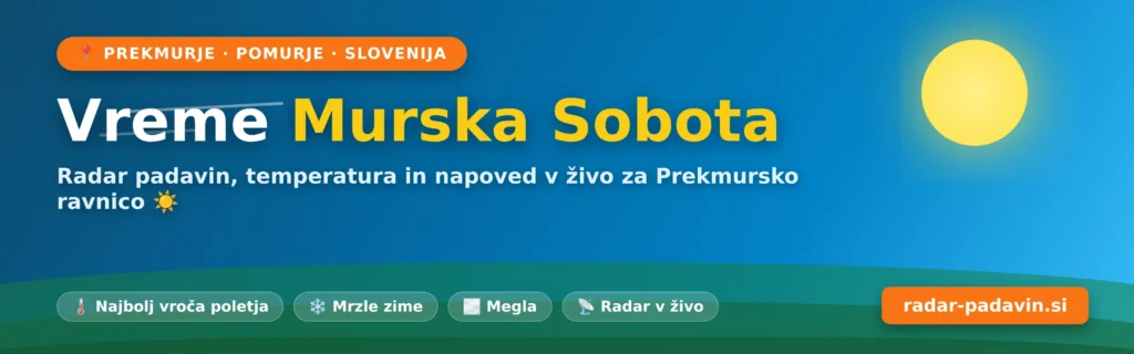 Vreme Murska Sobota Vreme Murska Sobota – hero banner z radarjem in napovedjo za Prekmurje