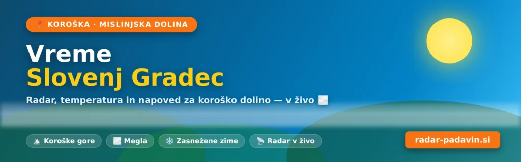Vreme Slovenj Gradec – radar in napoved za koroško Mislinjsko dolino